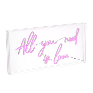 All You Need Is Love 23.63" X 11.75" Contemporary Glam Acrylic Box USB Operated LED Neon Light - JONATHAN Y